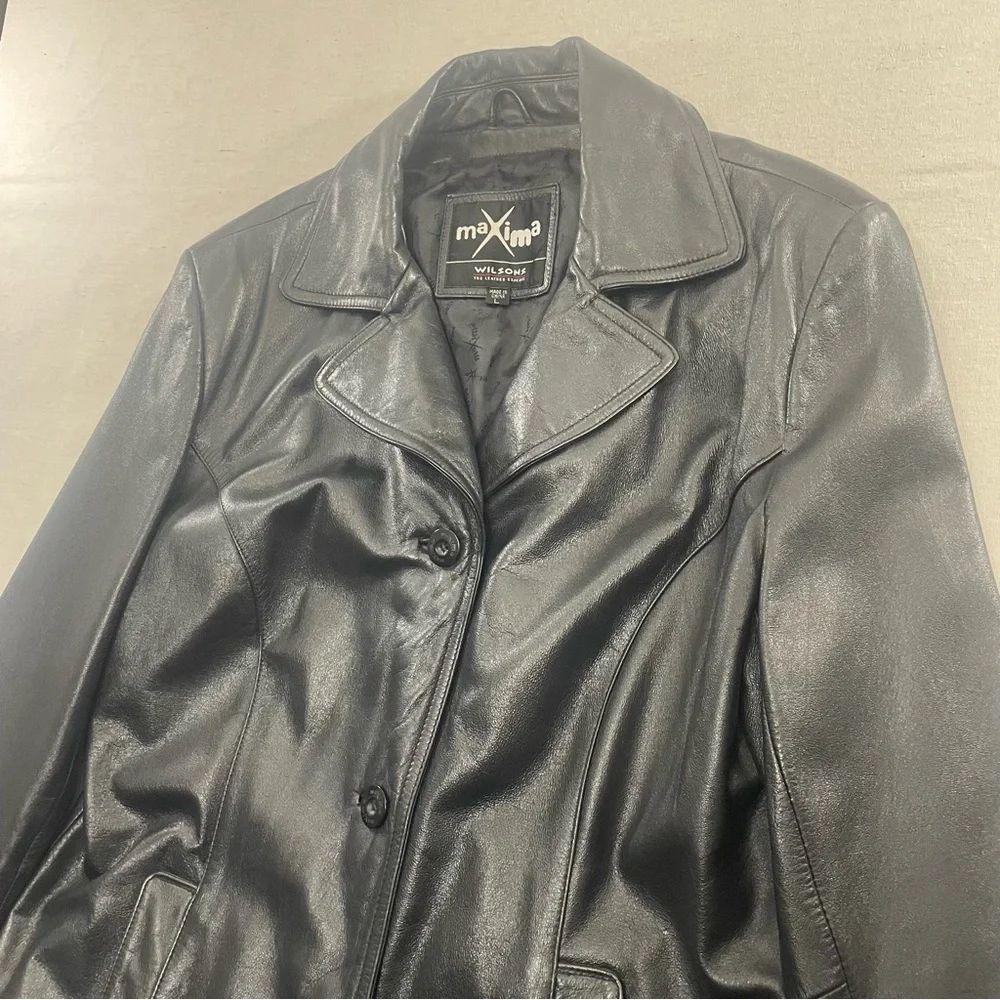 Wilsons Leather Maxima Women’s Black Leather Jacket Blazer Coat Size Large - Picture 2 of 11